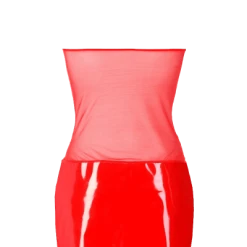 Axami Rotes Wetlook Kleid Mit Tüll -Erotische Party Verkaufsladen AX10080 Minikleid 600x600