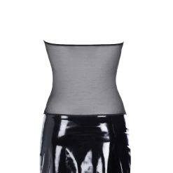 Axami Schwarzes Wetlook Kleid Mit Tüll -Erotische Party Verkaufsladen AX10081 Schwarzes Kleid 600x600