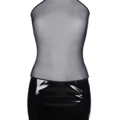 Axami Schwarzes Wetlook Kleid Mit Tüll -Erotische Party Verkaufsladen AX10081 SchwarzesKleid 600x600