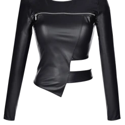 Axami Langärmliges Wetlook Oberteil -Erotische Party Verkaufsladen AX10090 schwarzes oberteil 600x600