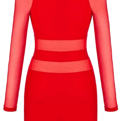 Axami Rotes Kleid Mit Tüll-Ärmeln -Erotische Party Verkaufsladen AX10101 Sexy Kleid 600x600