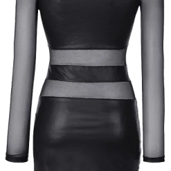 Axami Schwarzes Kleid Mit Tüll-Ärmeln -Erotische Party Verkaufsladen AX10102 Wetlook Kleid 600x600