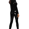 Noir Handmade Glänzender Overall Mit Knöpfen -Erotische Party Verkaufsladen F247 Wetlook Overall 600x600