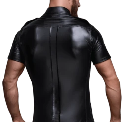 Noir Handmade Men Schwarzes Wetlook Hemd