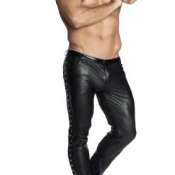 Noir Handmade Men Wetlook Hose Mit Nieten