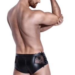 Noir Handmade Men Wetlook Shorts Mit Transparenten Einsätzen -Erotische Party Verkaufsladen H046 Shorts mit Schnurung 600x600