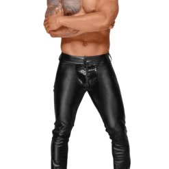 Noir Handmade Men Wetlook Hose Mit Glänzendem Schritt
