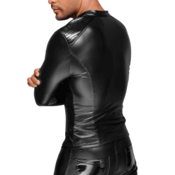 Noir Handmade Men Wetlook Zipper Mit Glänzenden Details