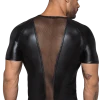 Noir Handmade Men Wetlook Shirt Mit Transparentem Netz -Erotische Party Verkaufsladen H056 Shirt Schwarz mit Netz 600x600